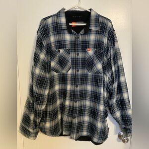 Blue and White Plaid Button-Up Shirt